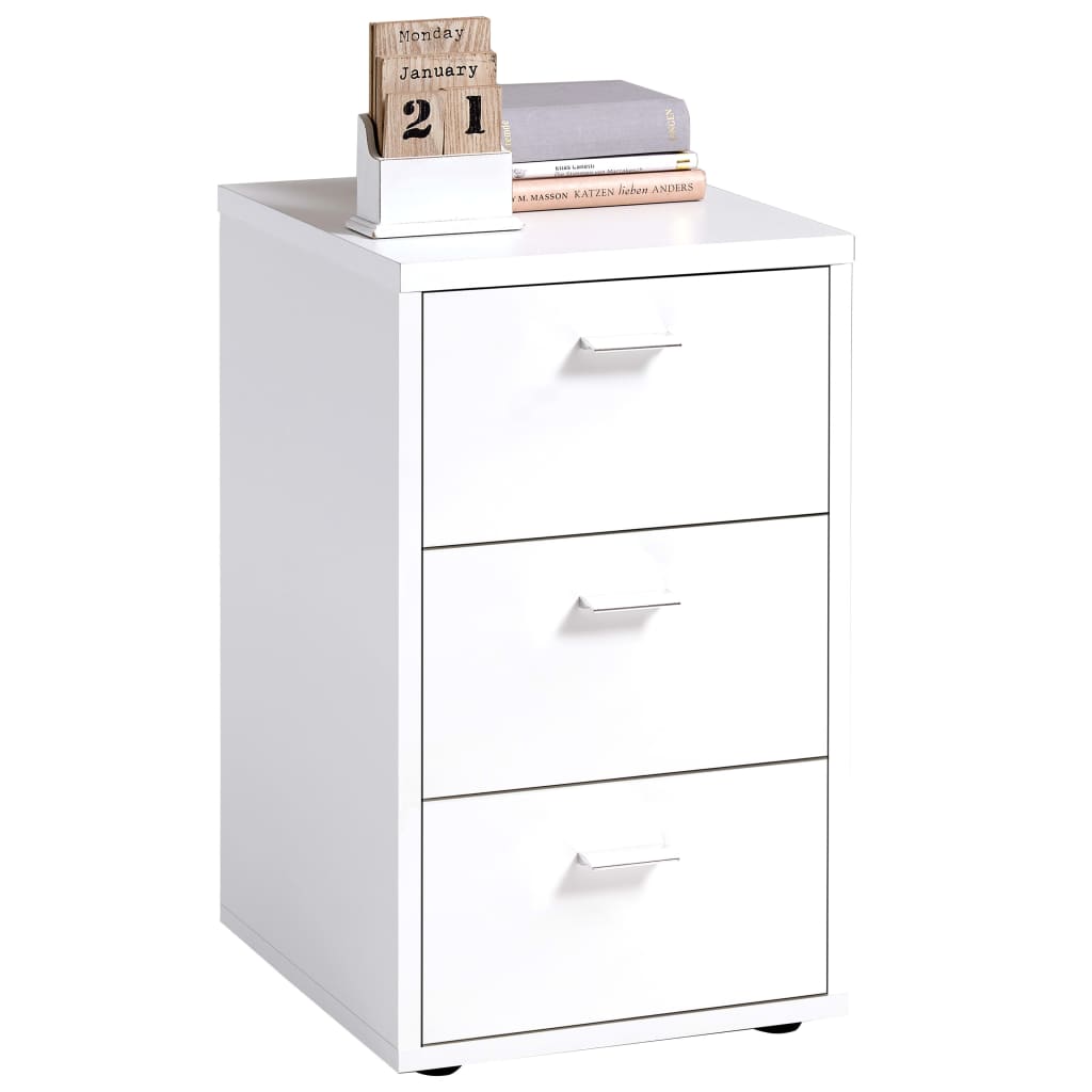 White bedside table with 3 drawers