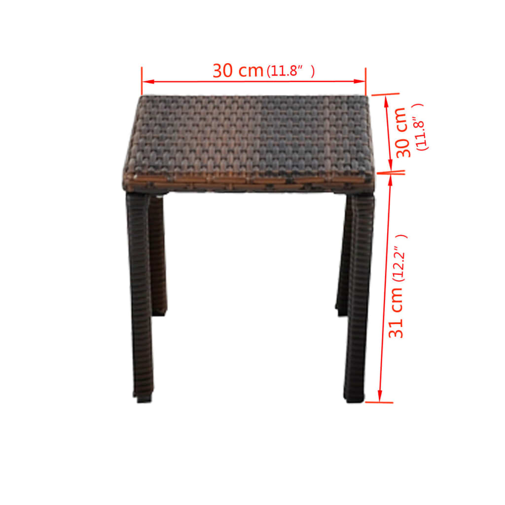 Espreguiçadeiras com mesa vime PE castanho