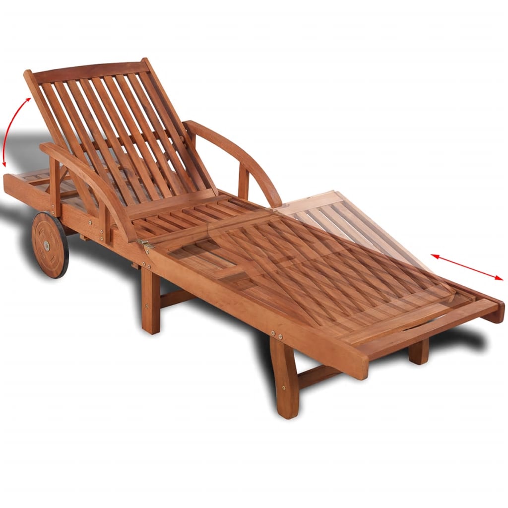 Solid acacia wood sun lounger