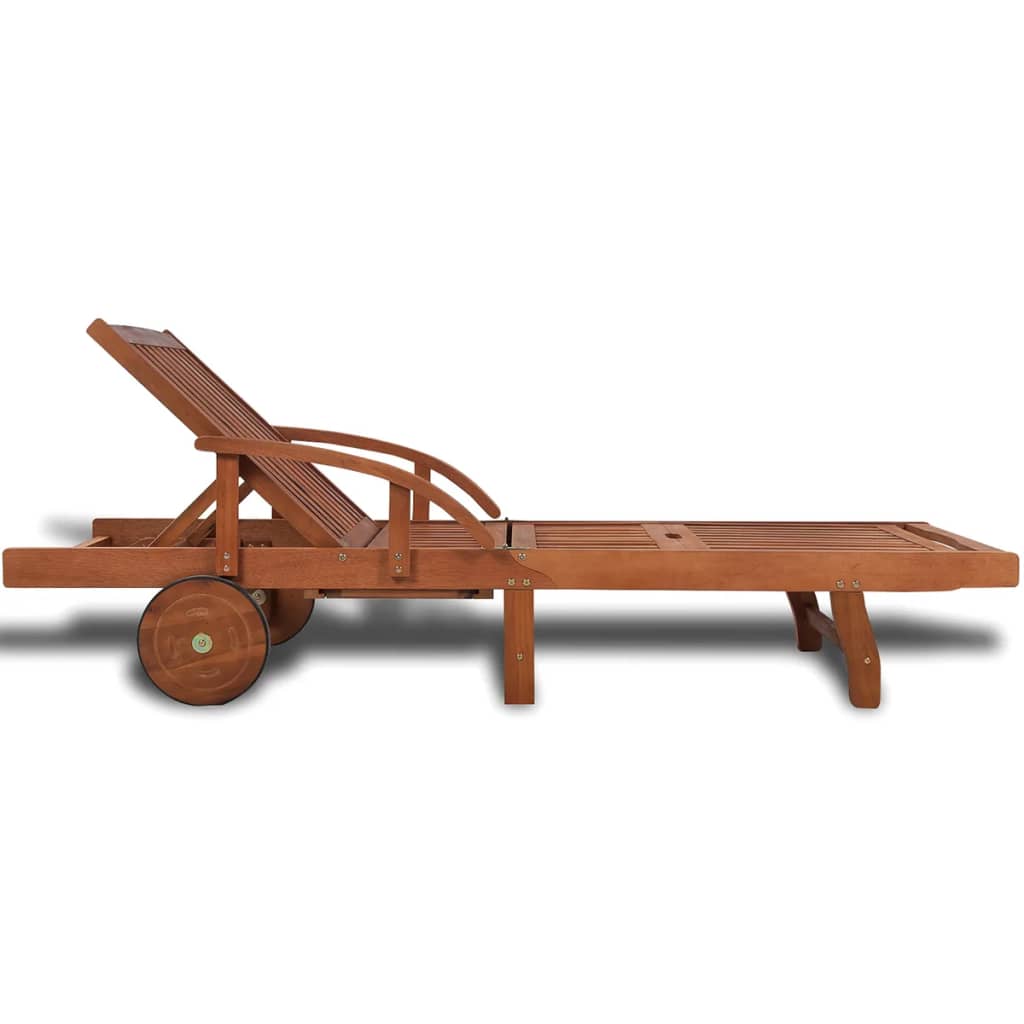 Solid acacia wood sun lounger