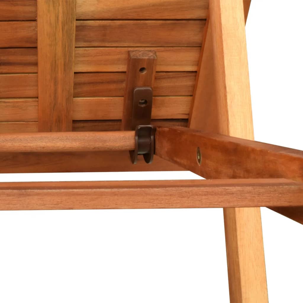 Sun lounger with table in solid acacia wood