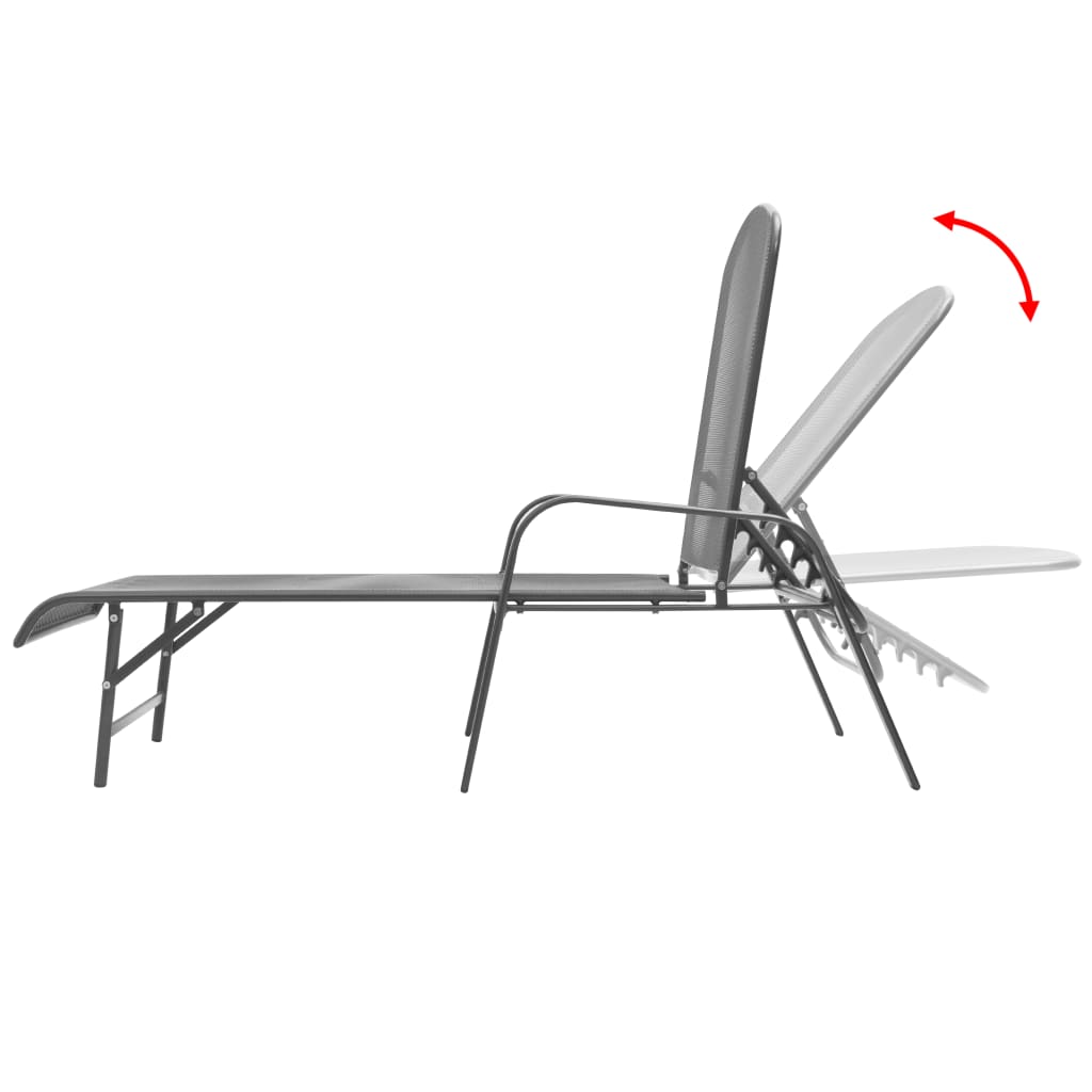 Sun loungers with table 2 pcs steel anthracite