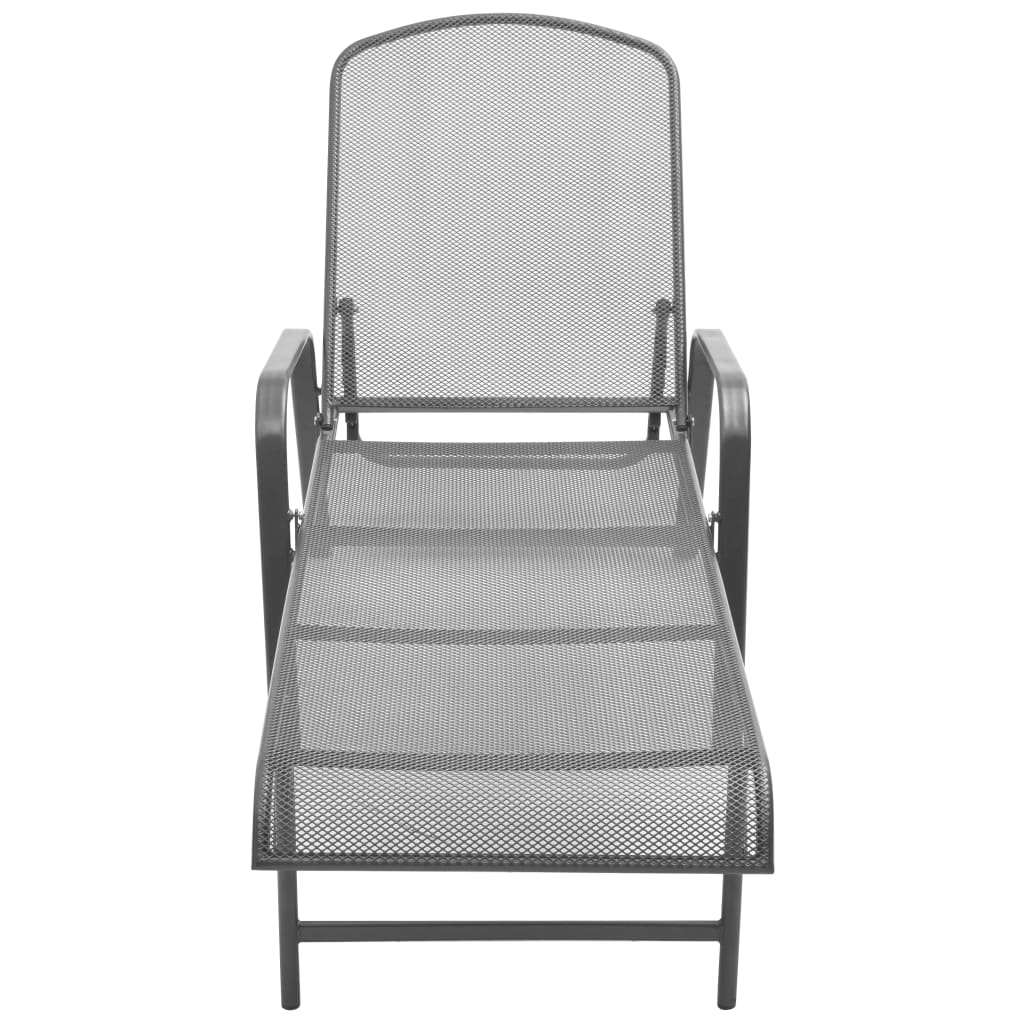 Sun loungers with table 2 pcs steel anthracite