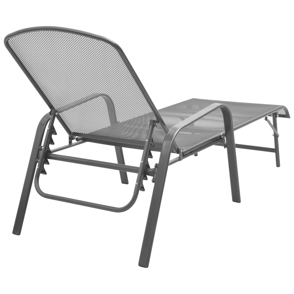 Sun loungers with table 2 pcs steel anthracite
