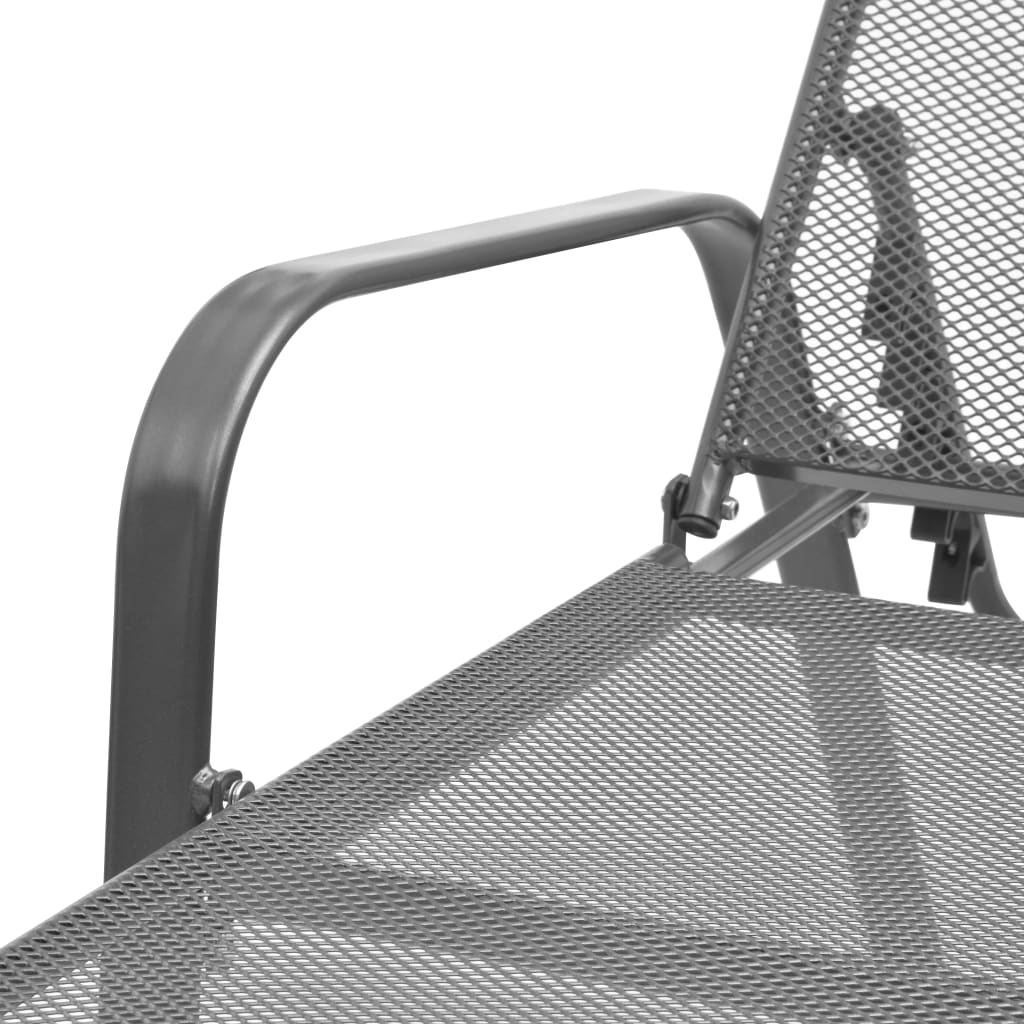 Sun loungers with table 2 pcs steel anthracite