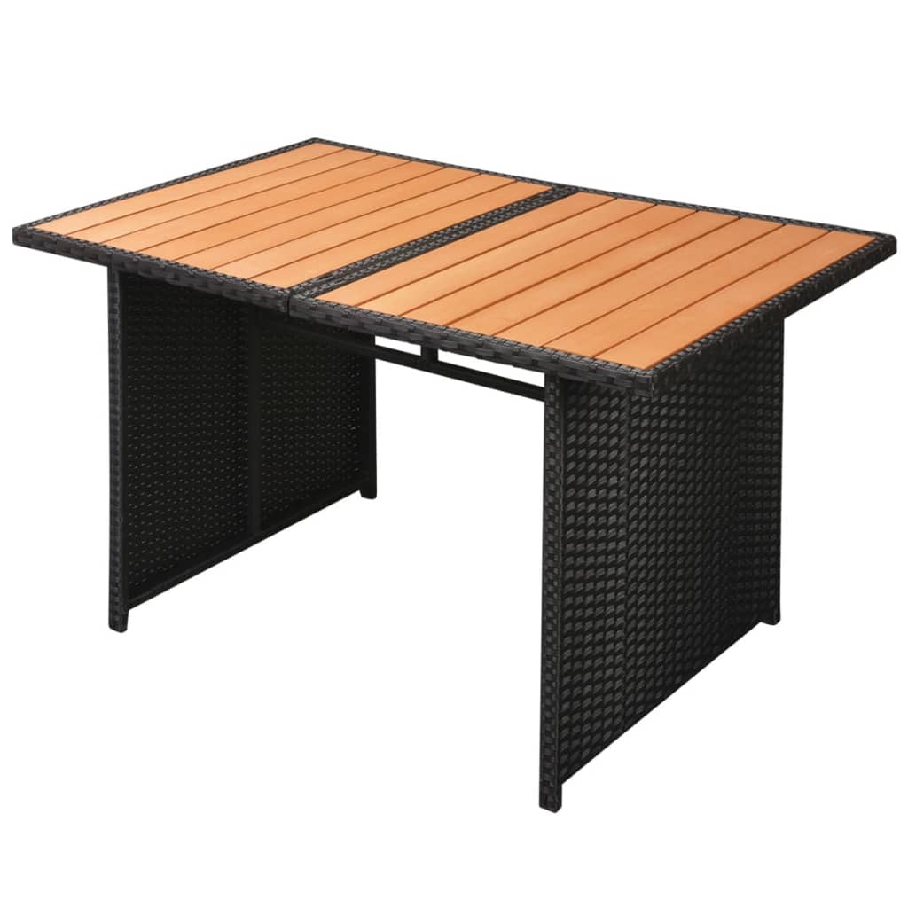 10 pcs conjunto lounge de jardim c/ almofadões vime PE preto