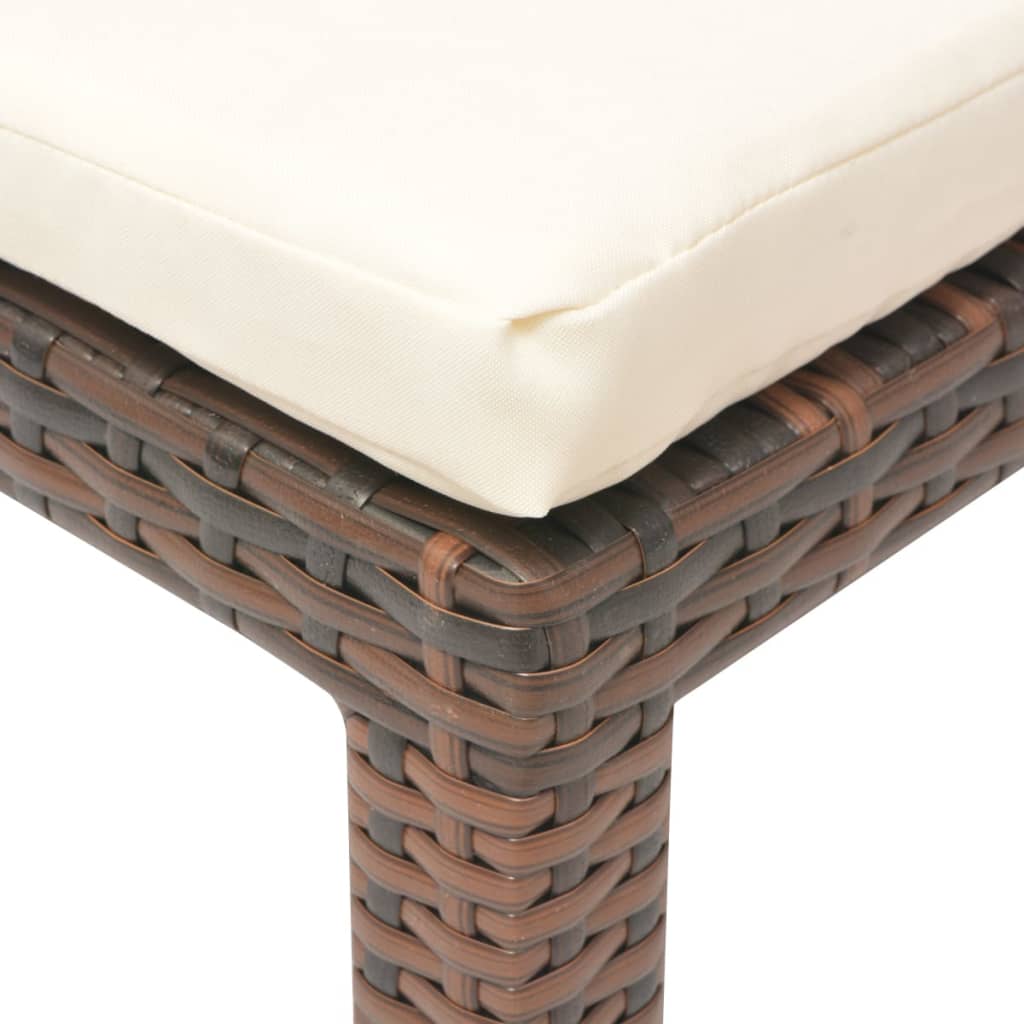 Sun lounger with cushion in brown PE wicker