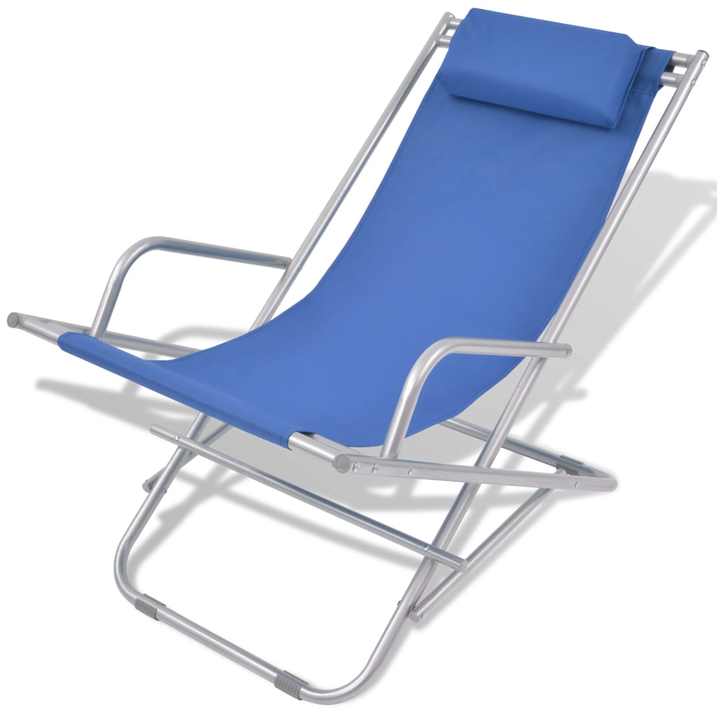 Reclining garden chairs 2 pcs steel blue