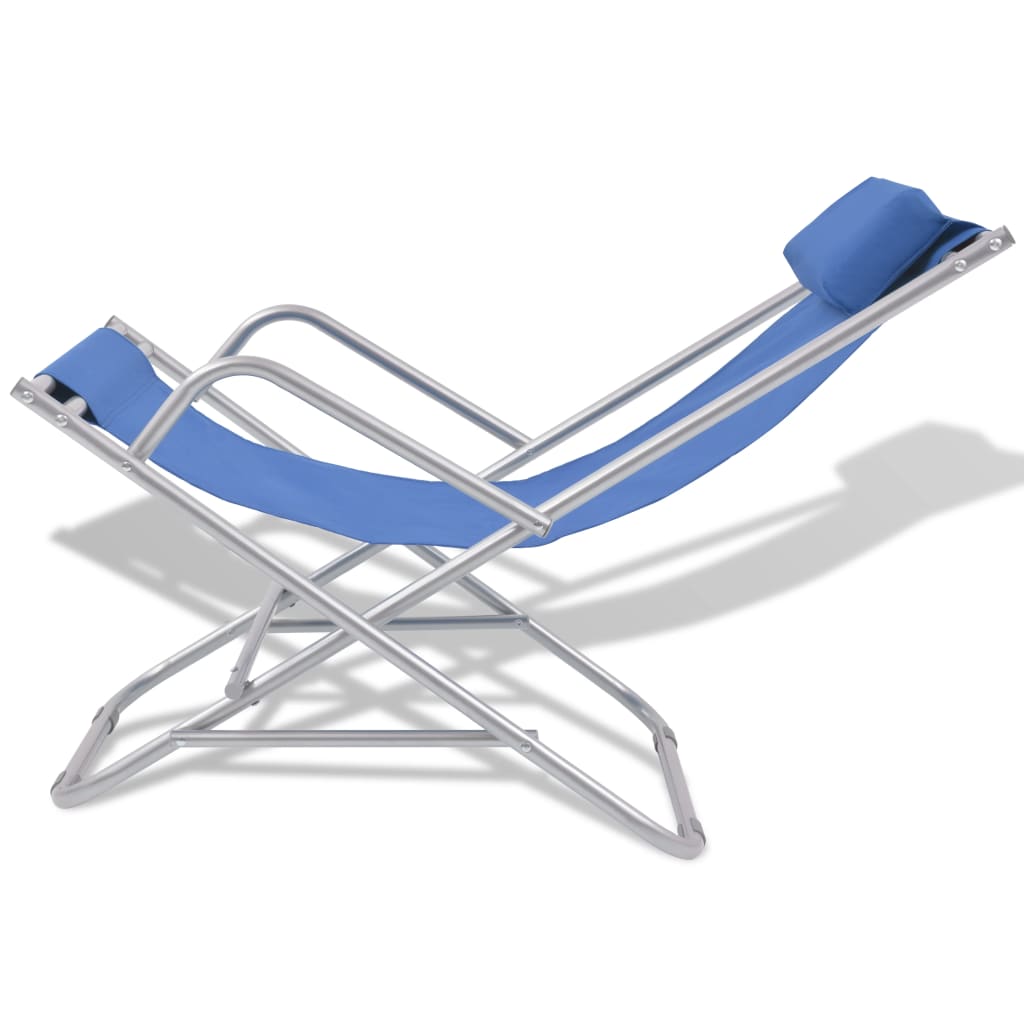 Reclining garden chairs 2 pcs steel blue