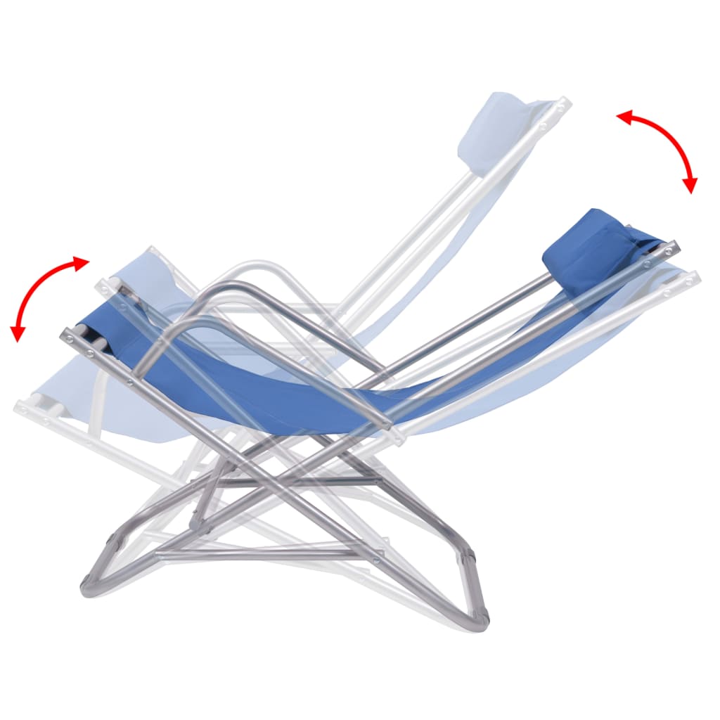 Reclining garden chairs 2 pcs steel blue
