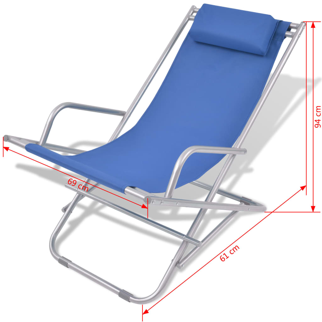 Reclining garden chairs 2 pcs steel blue