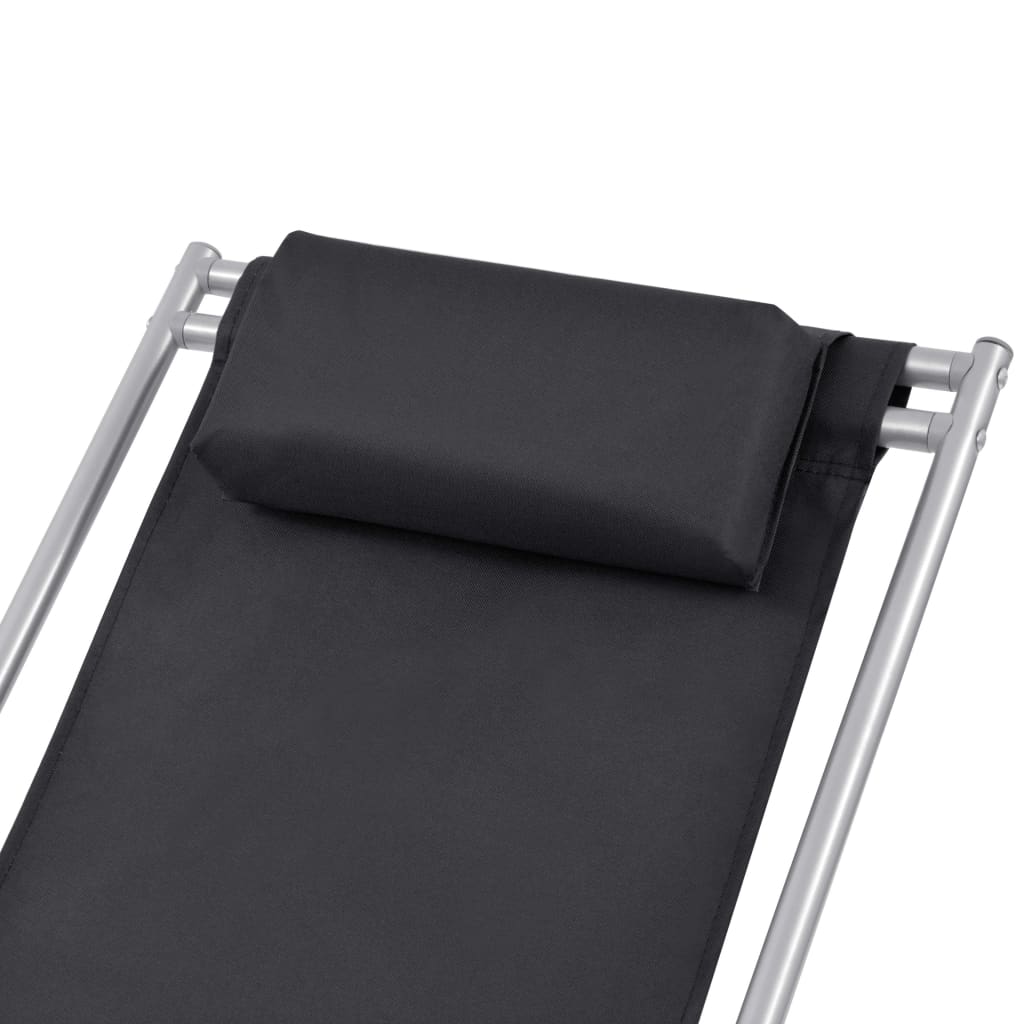 Cadeiras de jardim reclináveis 2 pcs aço preto