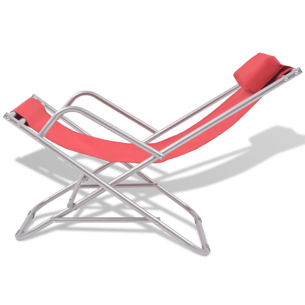 Reclining garden chairs 2 pcs red steel