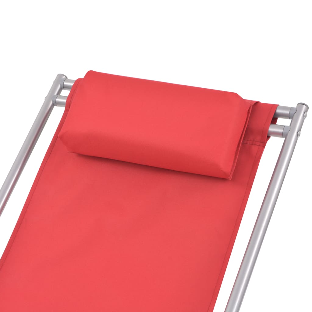 Reclining garden chairs 2 pcs red steel