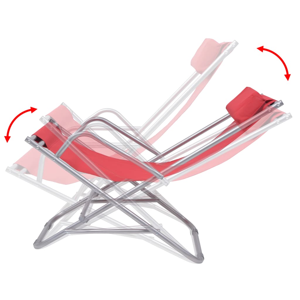 Reclining garden chairs 2 pcs red steel