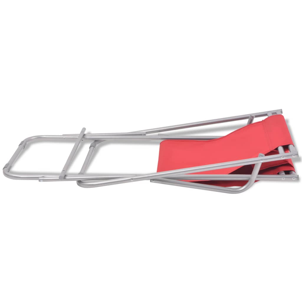 Reclining garden chairs 2 pcs red steel