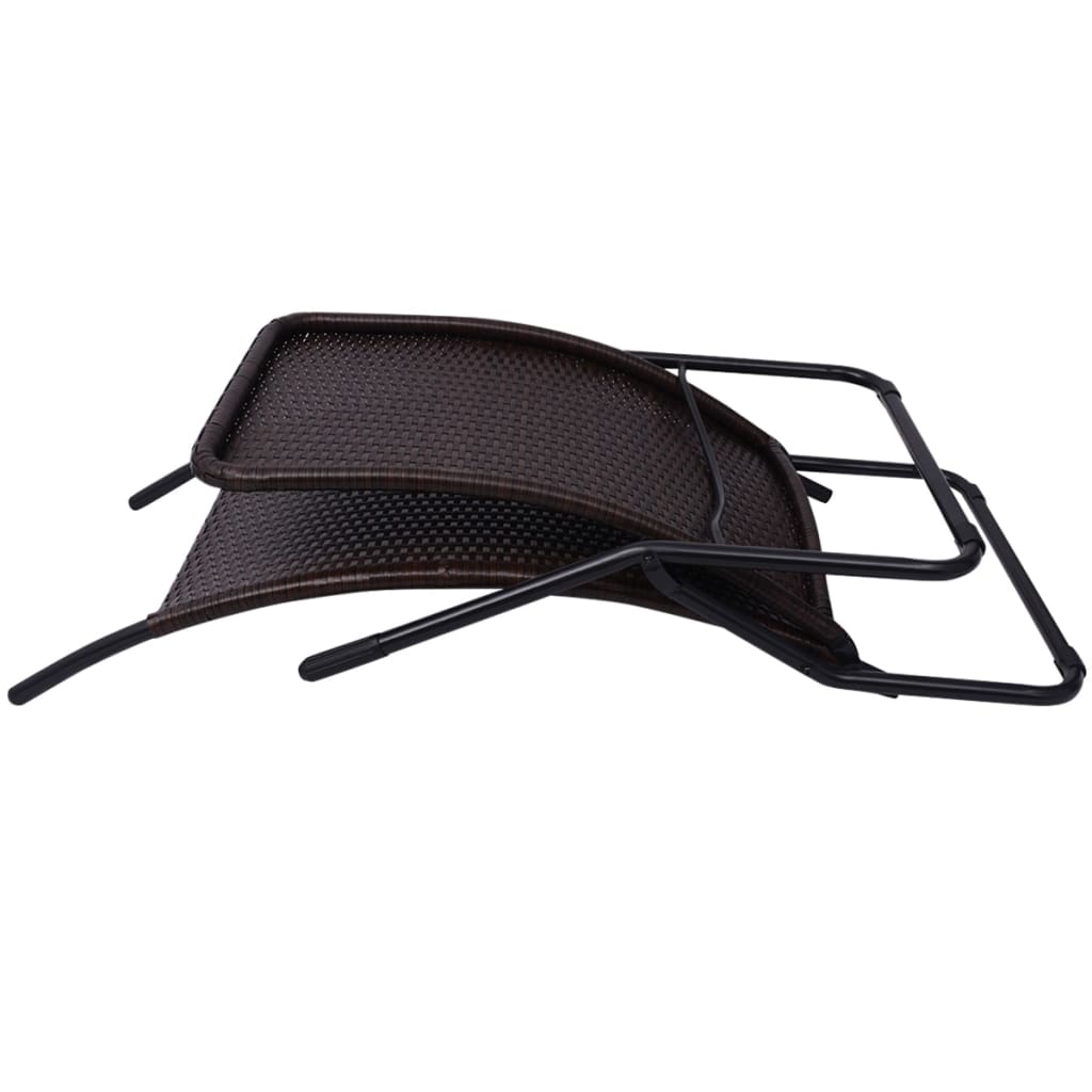 Brown PE wicker folding sun lounger