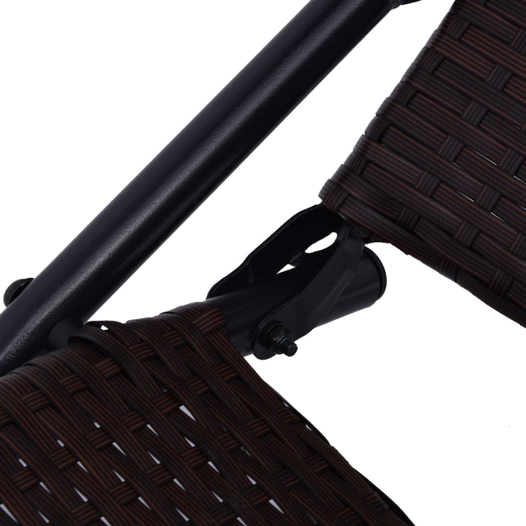 Brown PE wicker folding sun lounger
