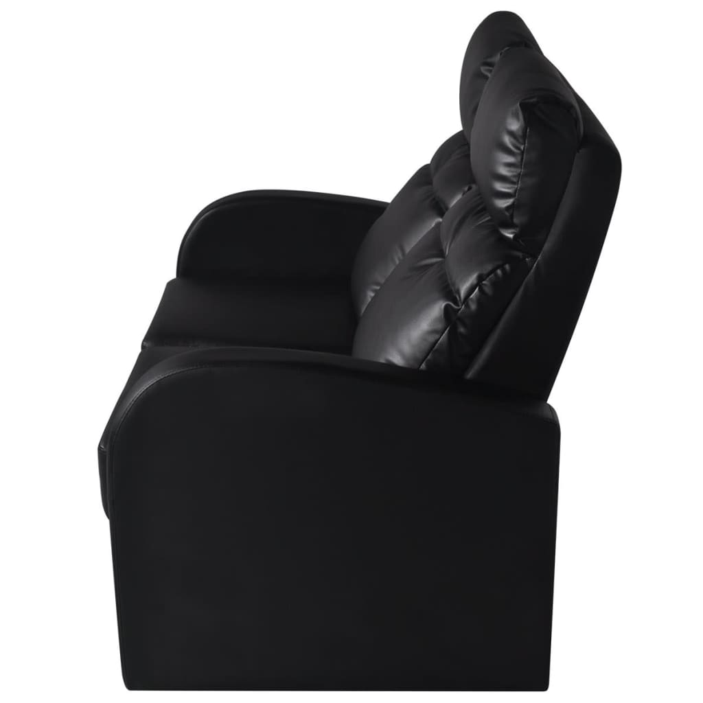 Poltrona reclinável LED 2 lugares, couro artificial, preto