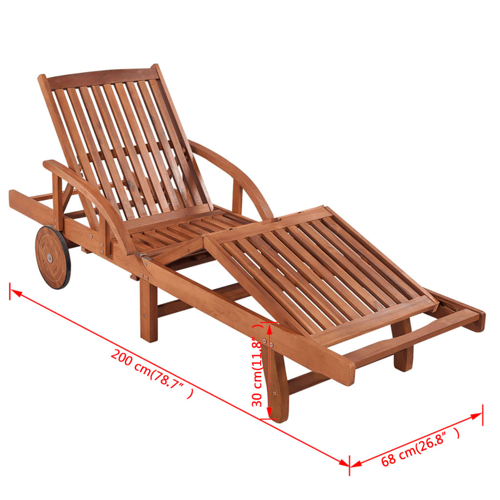 Sun loungers with table 2 pcs solid acacia wood