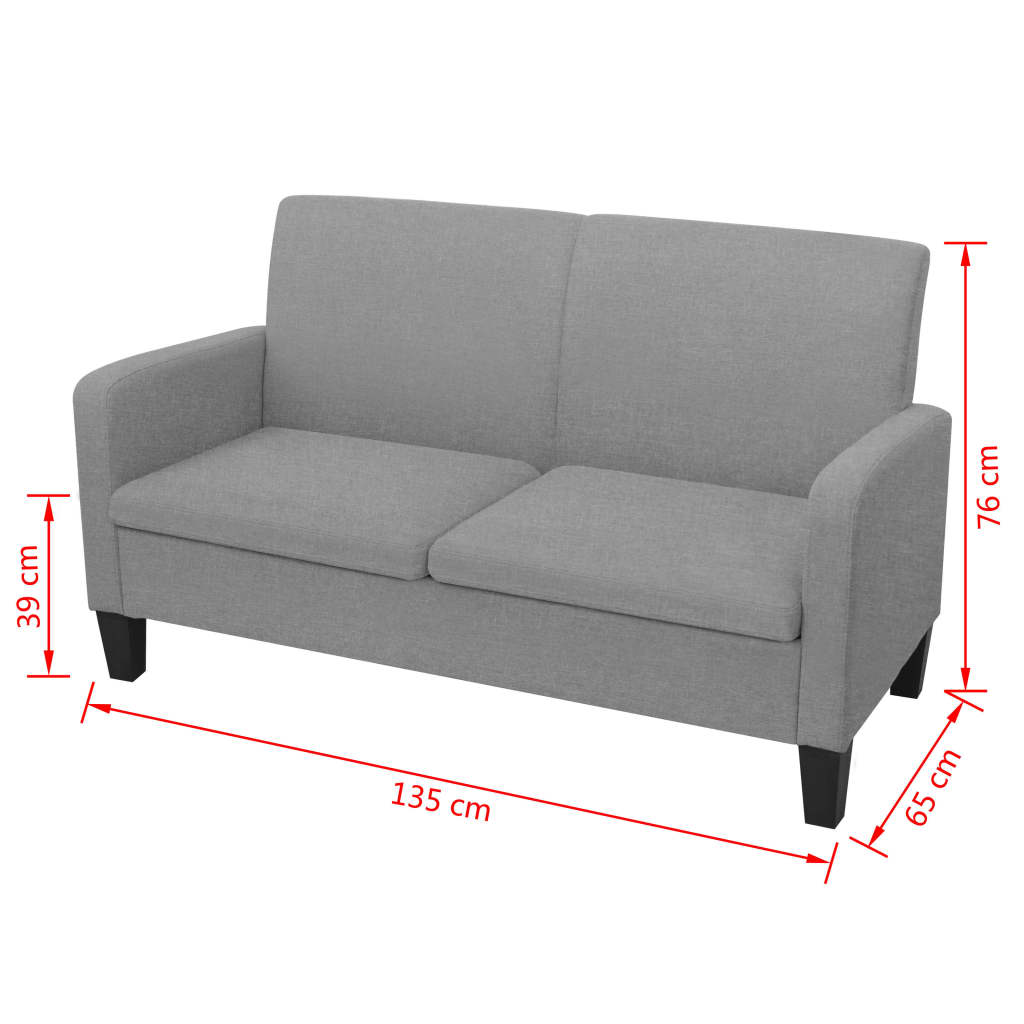 2 seater sofa 135x65x76 cm light grey