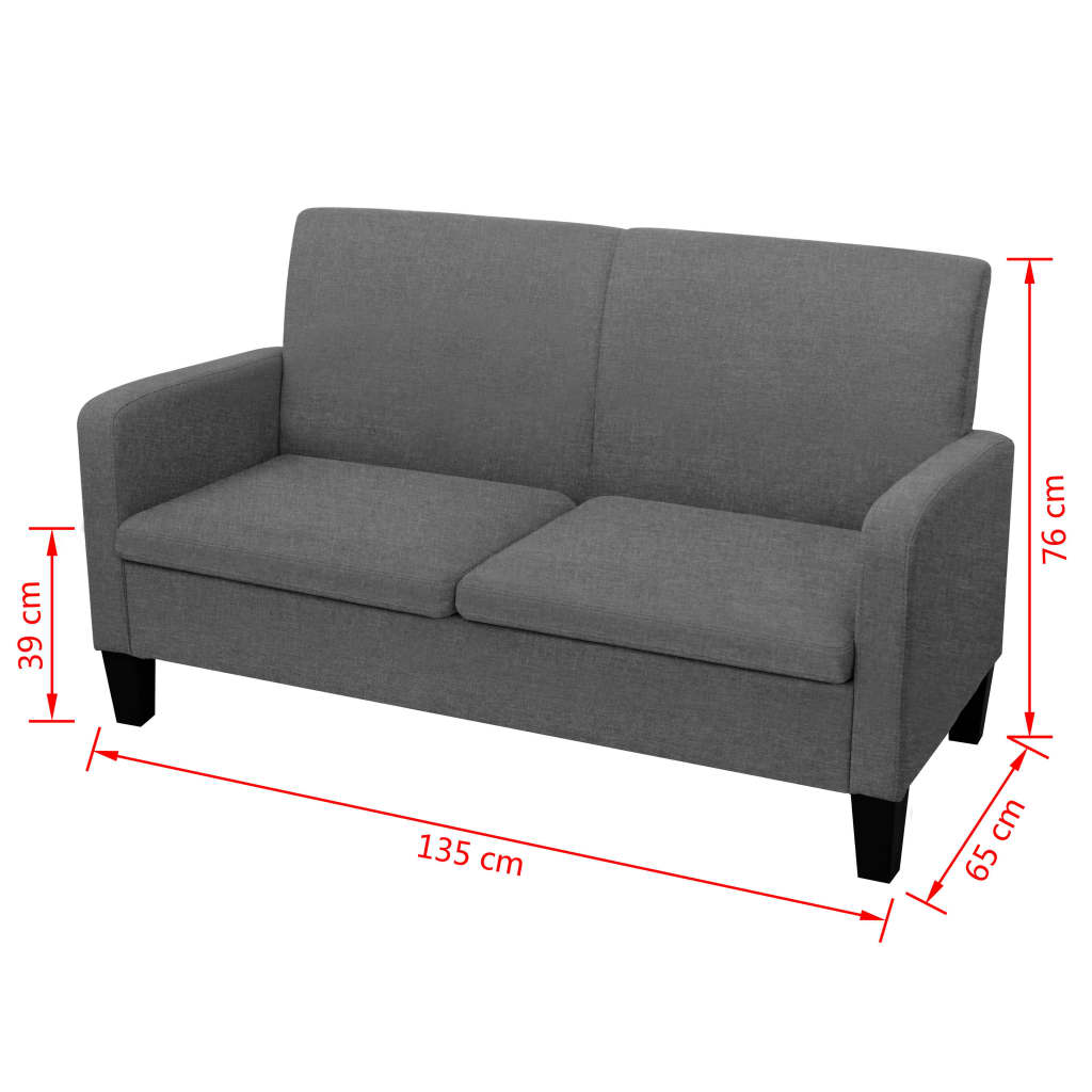 2 seater sofa 135x65x76 cm dark grey