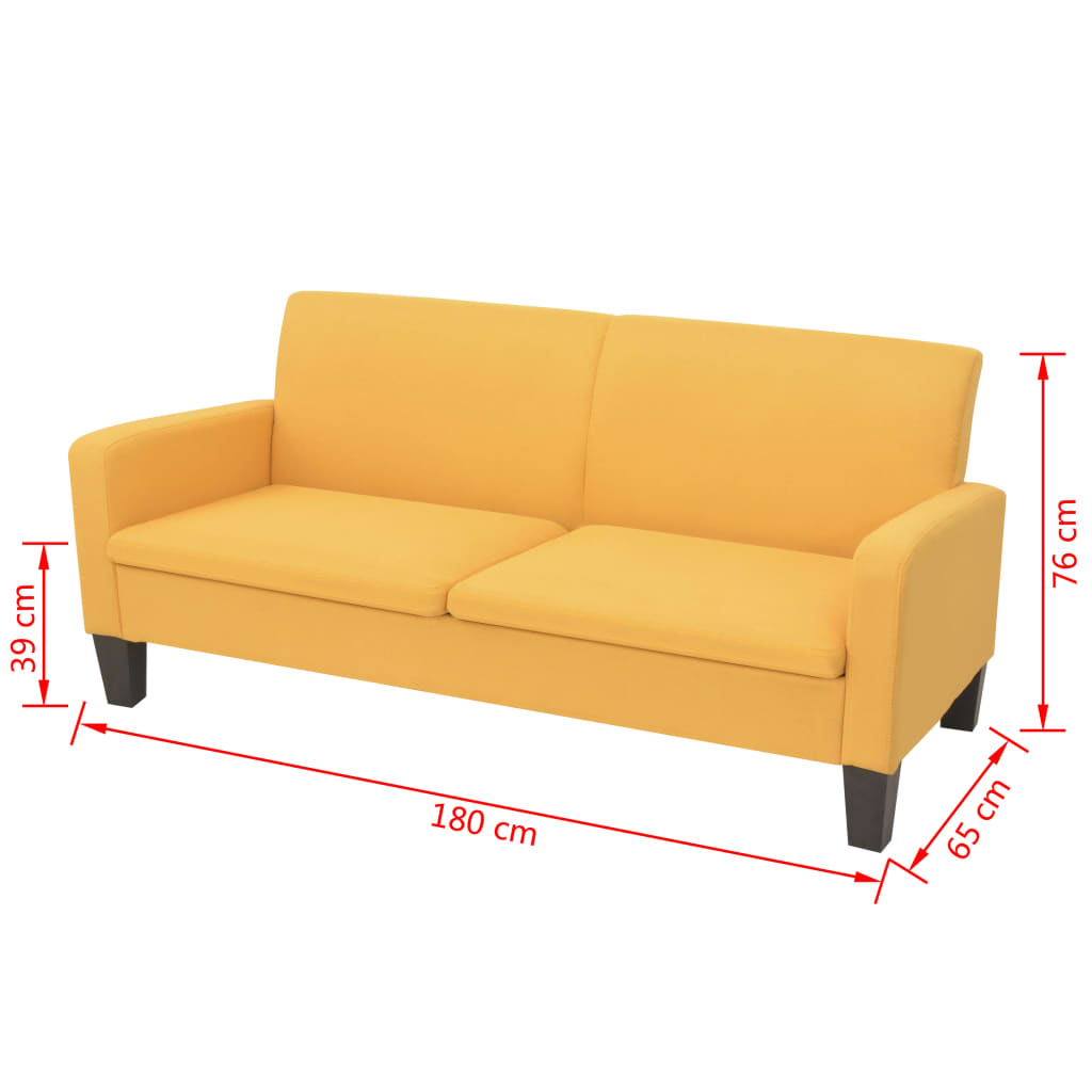 Sofá de 3 lugares 180x65x76 cm amarelo