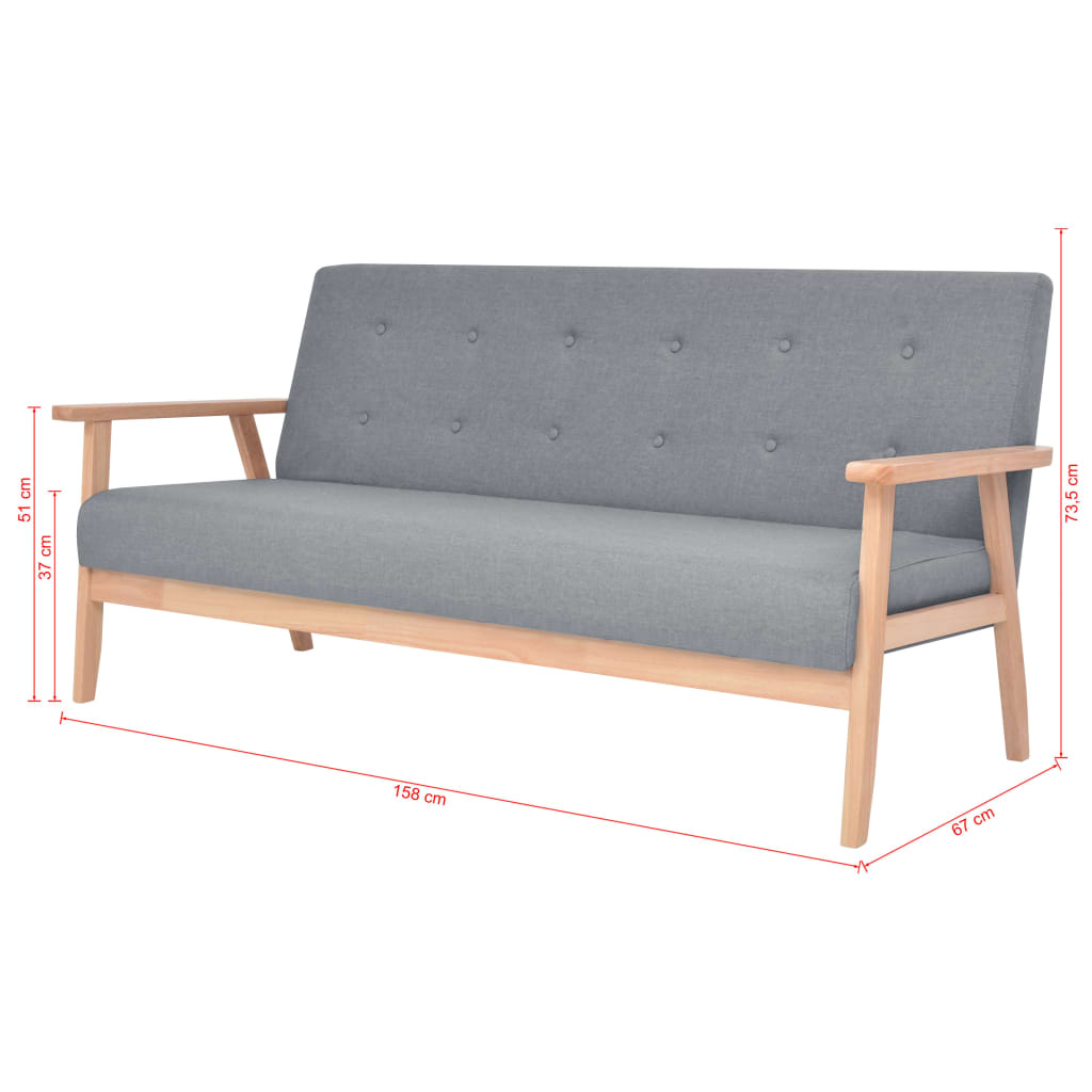3-seater sofa in light grey fabric