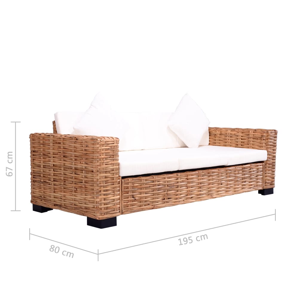Conjunto de sofás 15 pcs vime genuíno