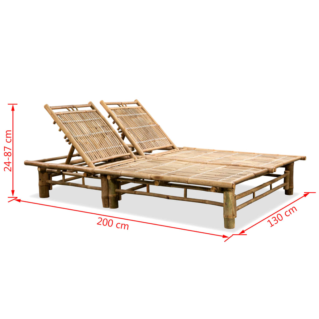 Bamboo 2-person sun lounger