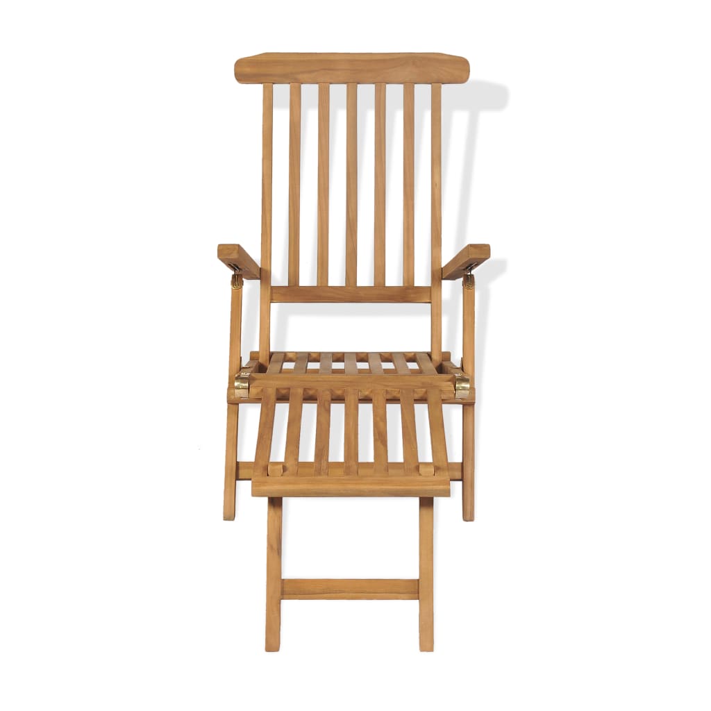 Sun lounger with footrest in solid teak wood