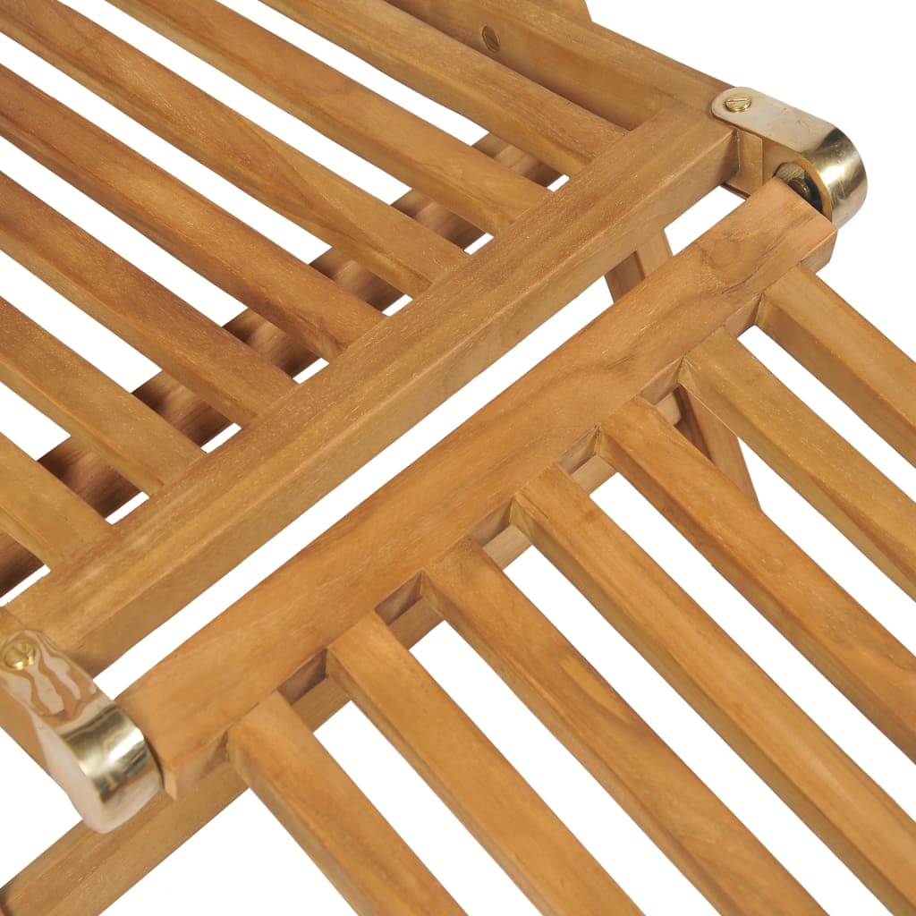 Sun lounger with footrest in solid teak wood