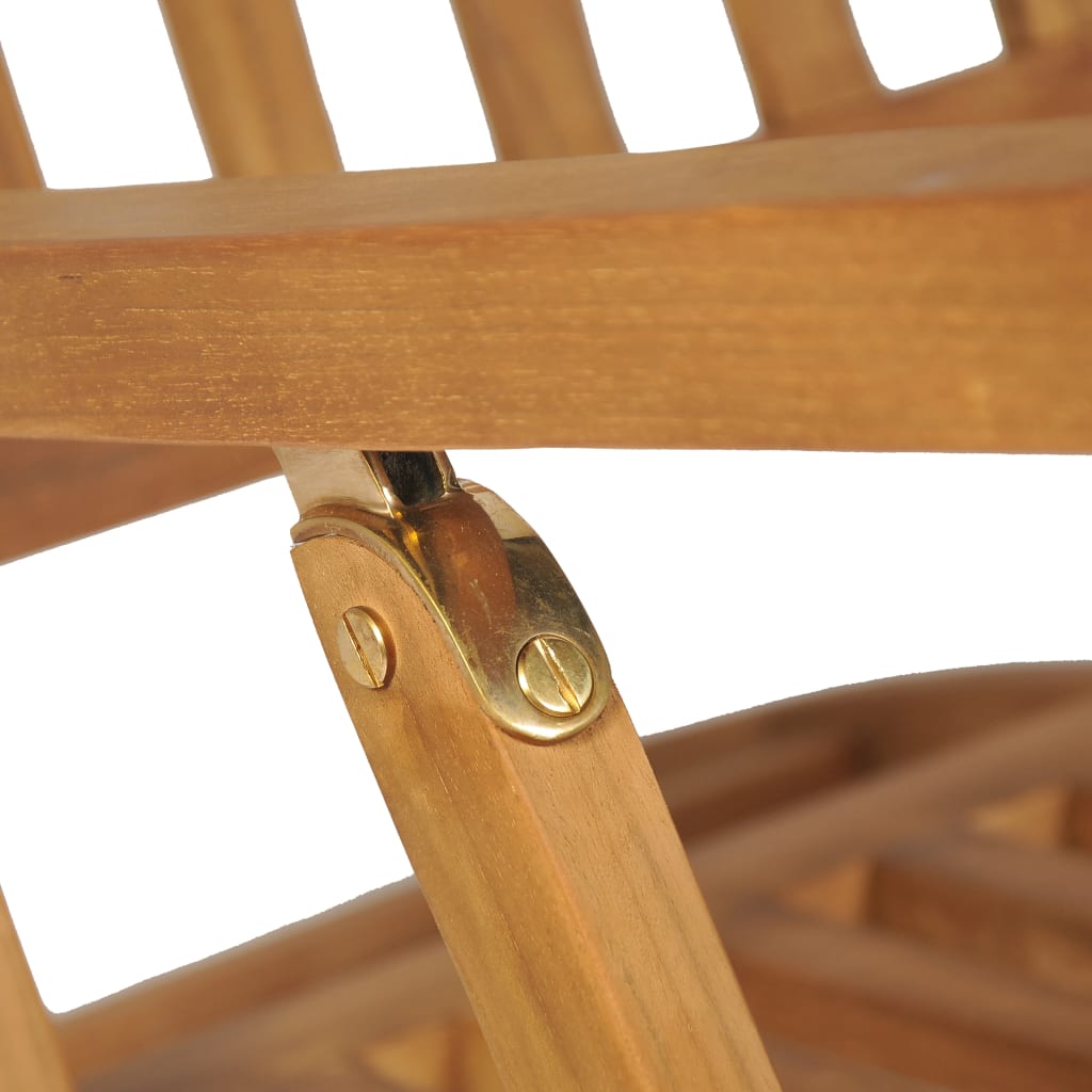 Sun lounger with footrest in solid teak wood