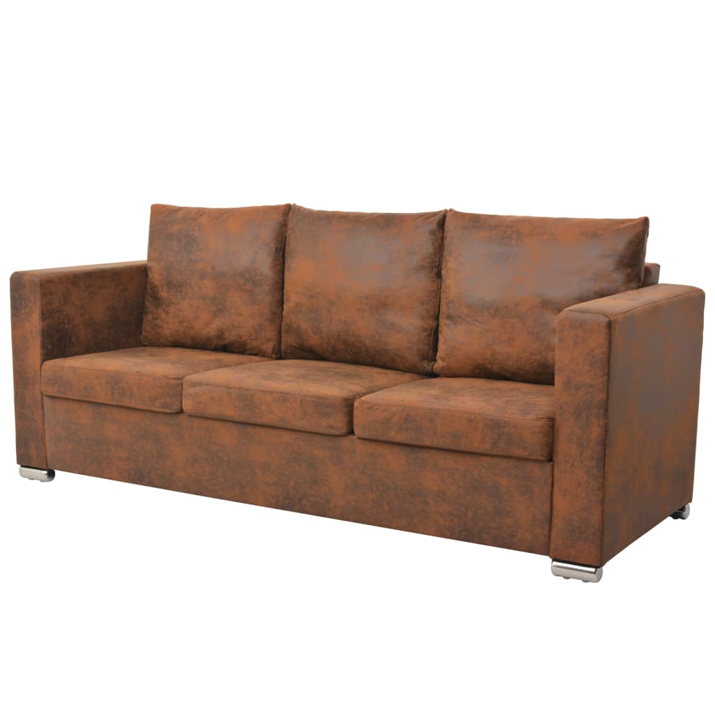 2 pcs sofa set faux suede