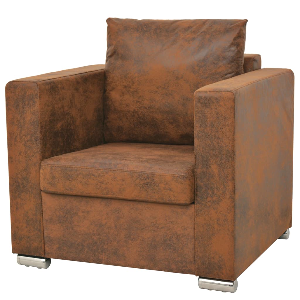 2 pcs sofa set faux suede
