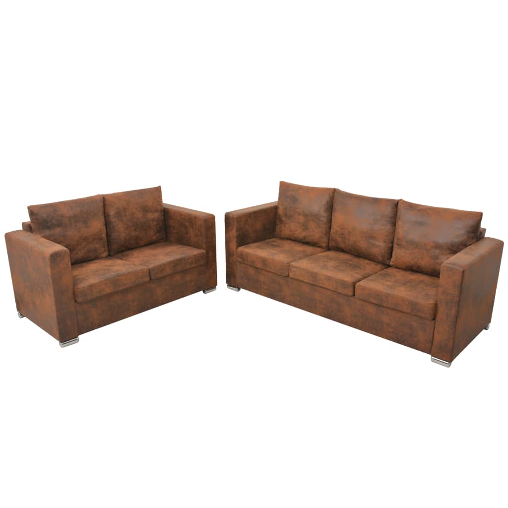 Conjunto de sofás 2 pcs camurça sintética