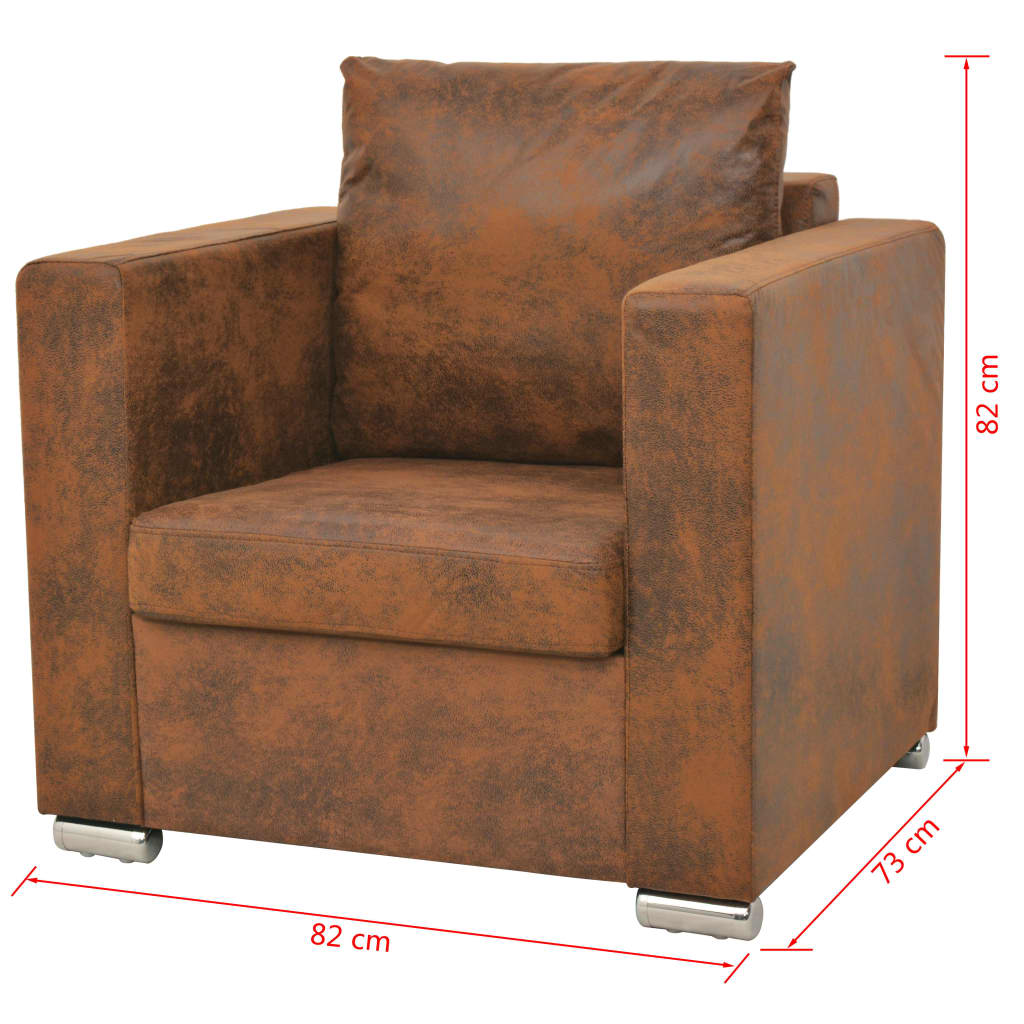 Conjunto de sofás 3 pcs camurça sintética