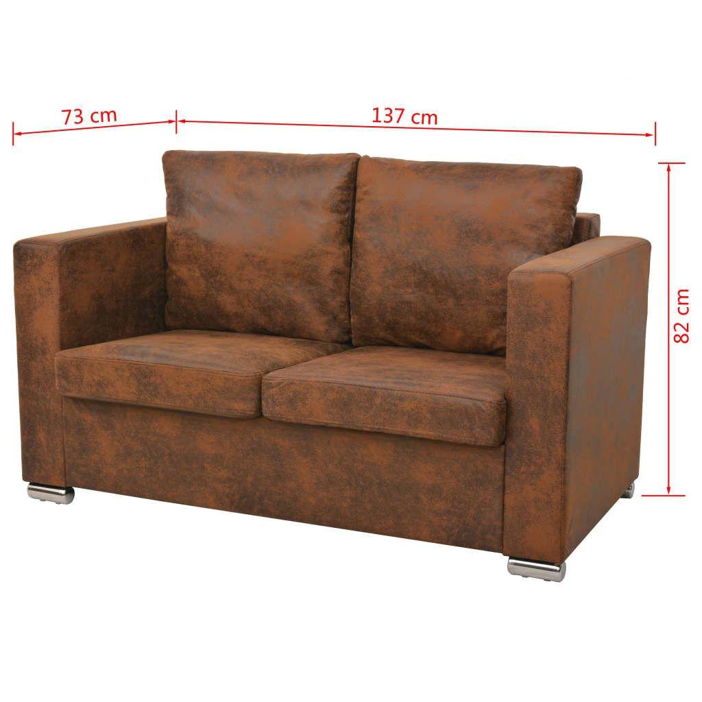 Conjunto de sofás 3 pcs camurça sintética