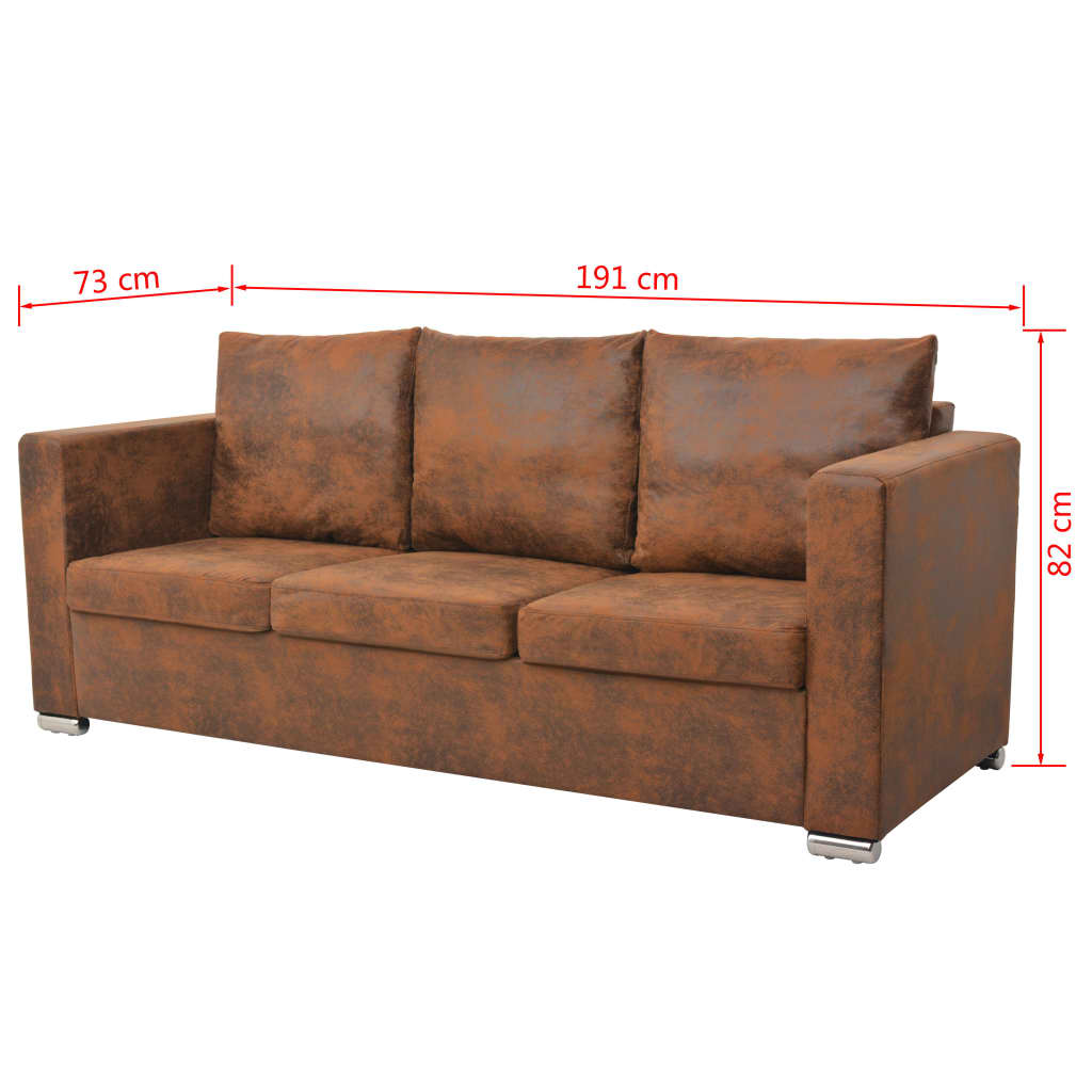 Conjunto de sofás 3 pcs camurça sintética
