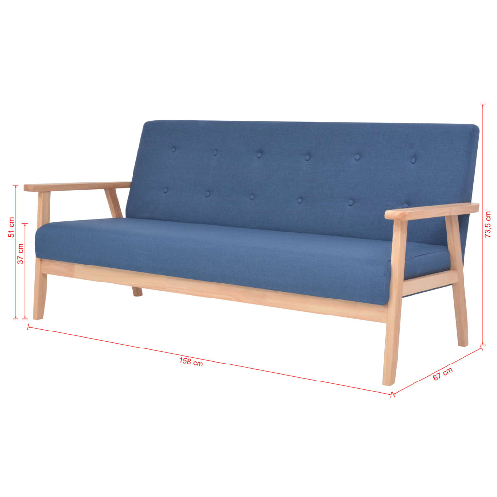 Conjunto de sofás 2 pcs tecido azul