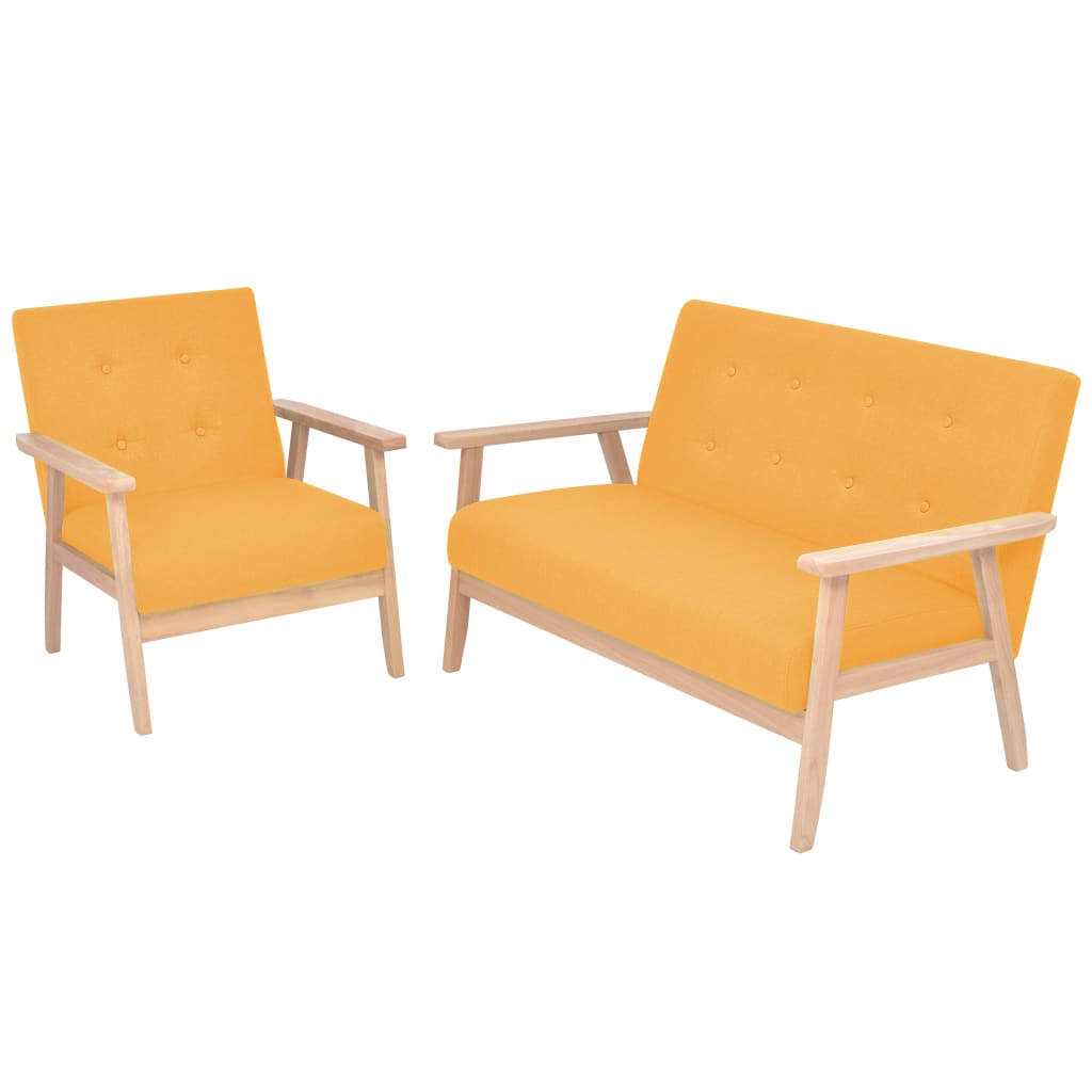 2 pcs yellow fabric sofa set