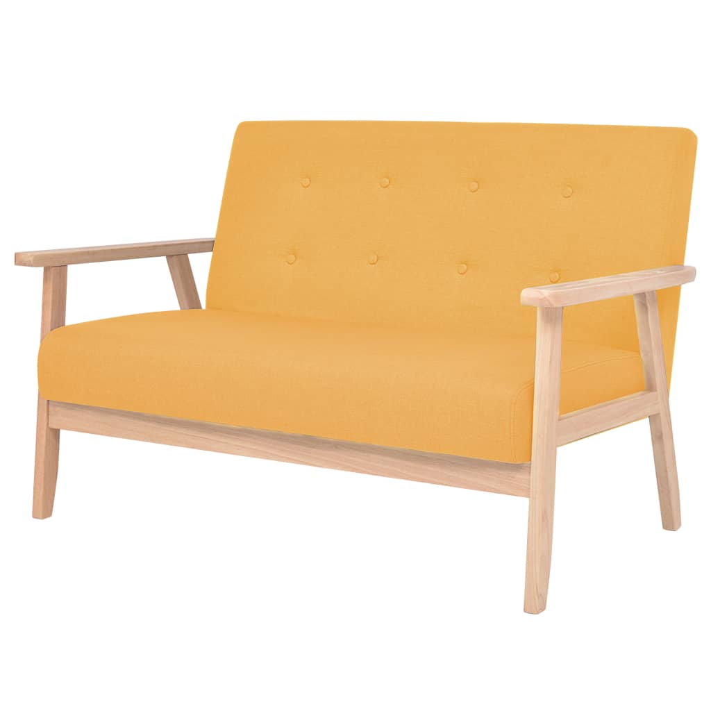 2 pcs yellow fabric sofa set