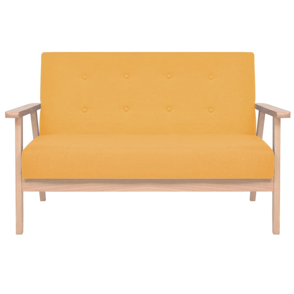 2 pcs yellow fabric sofa set