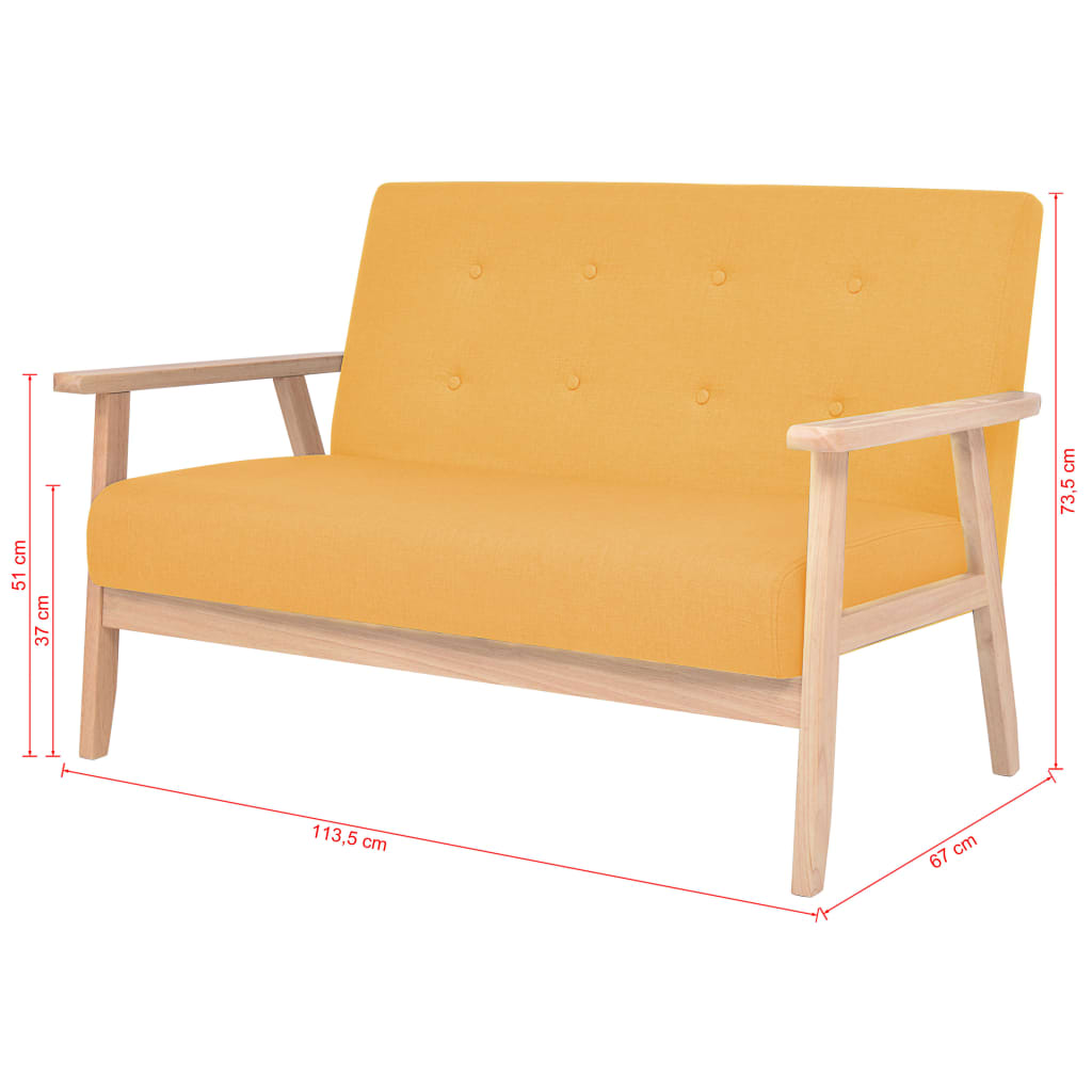 2 pcs yellow fabric sofa set