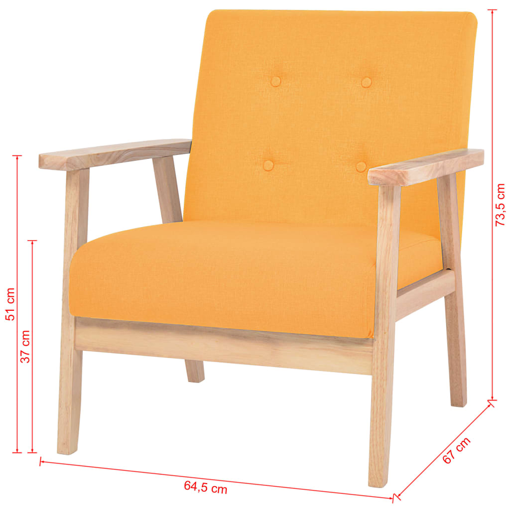 2 pcs yellow fabric sofa set
