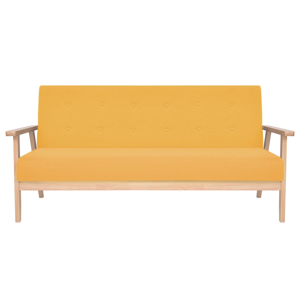3 pcs yellow fabric sofa set