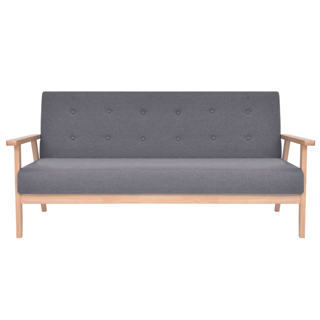3 pcs sofa set dark grey fabric