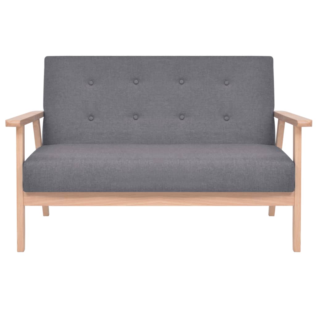 3 pcs sofa set dark grey fabric