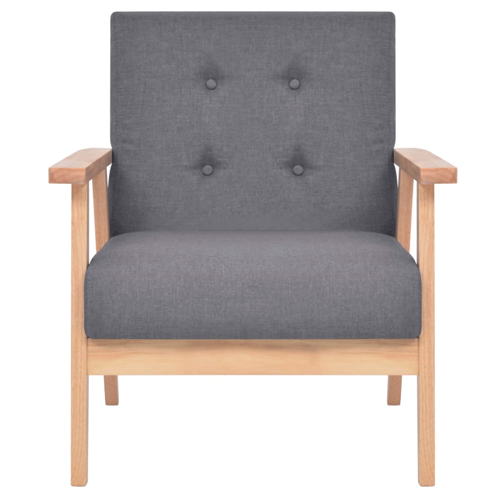 3 pcs sofa set dark grey fabric