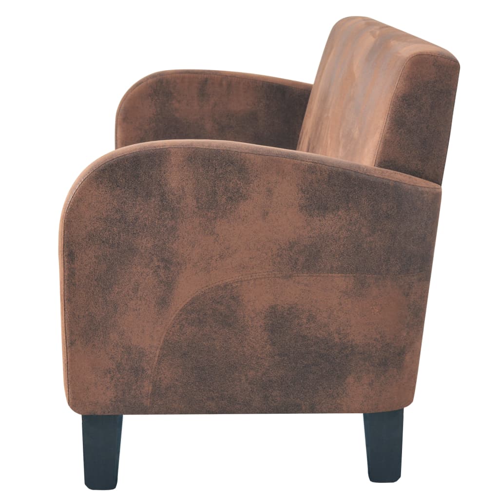 3-seater sofa in brown faux suede